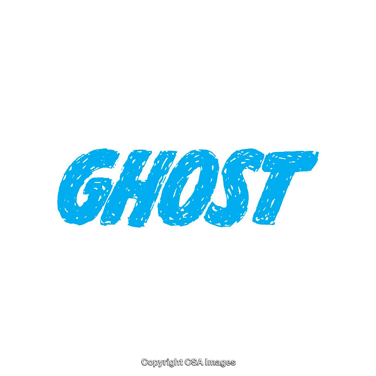 Ghost Text in Bold Blue Style on White Background