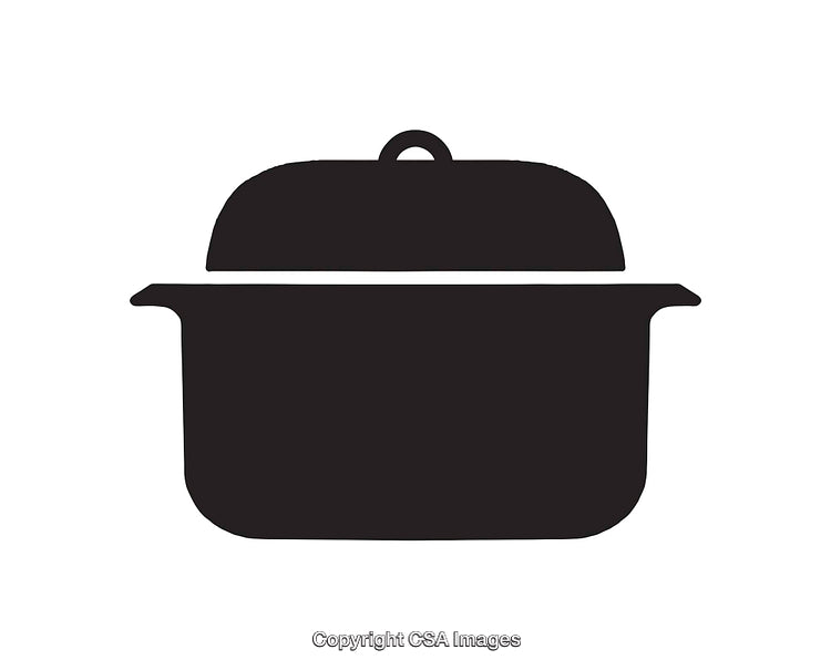 Black and White Silhouette Illustration of a Cooking Pot with Lid