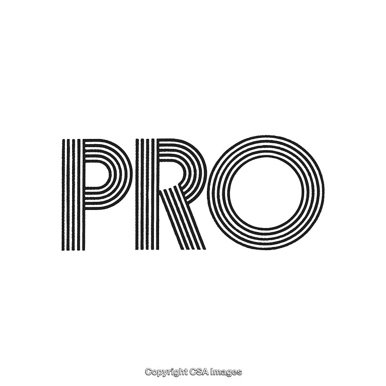Retro Style PRO Text Logo Design With Black And White Line Pattern