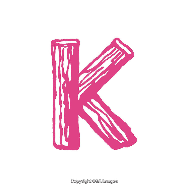 Pink Textured Letter K Design on a White Background