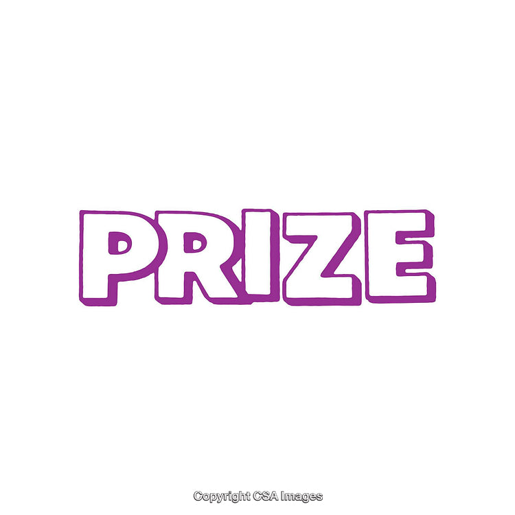 Purple Prize Word Design Featuring a Bold Cartoon Font Style