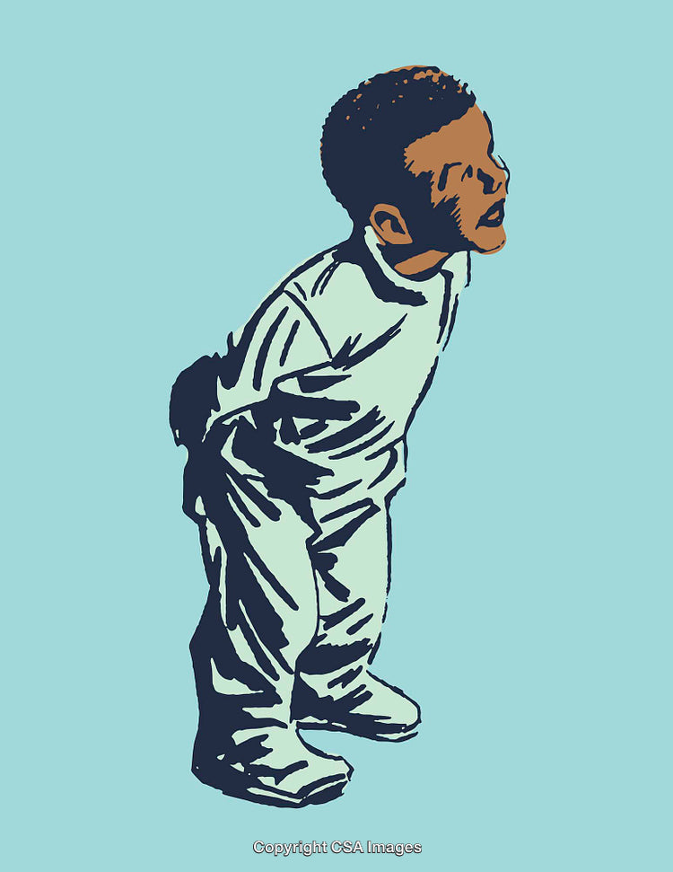 Illustrated Young Boy Posing in Colorful Artistic Line Art Style