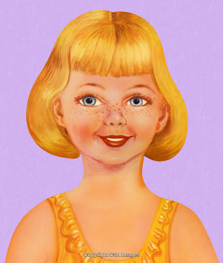 Illustrated Portrait of a Cheerful Girl on a Colorful Background