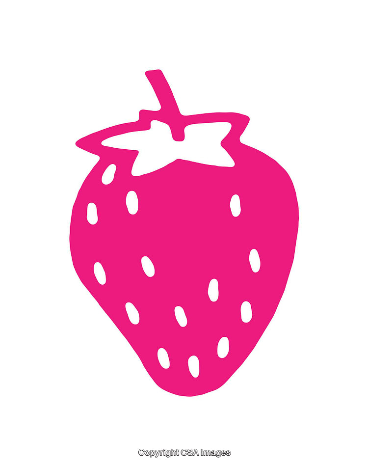 Simple Bright Pink Strawberry Icon with Solid Minimalist Design