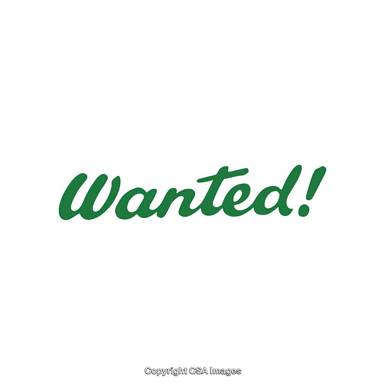 Green Text 'Wanted' Displayed on a White Background with Elegant Typography