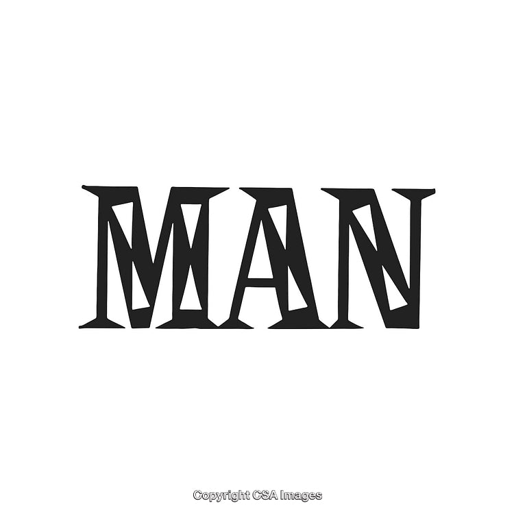 Dynamic Typographic Illustration Featuring Word 'Man' in Bold Stylized Font