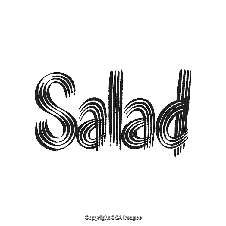 Artistic Black and White Typography Featuring the Word Salad in Stylized Letters