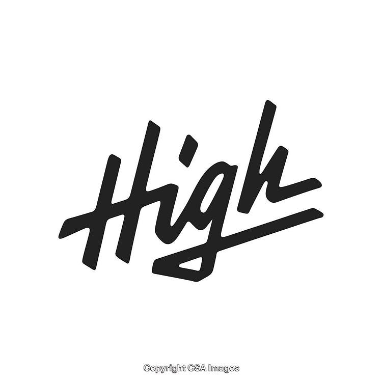 Stylish Black Ink Lettering Design Featuring the Word High on White Background