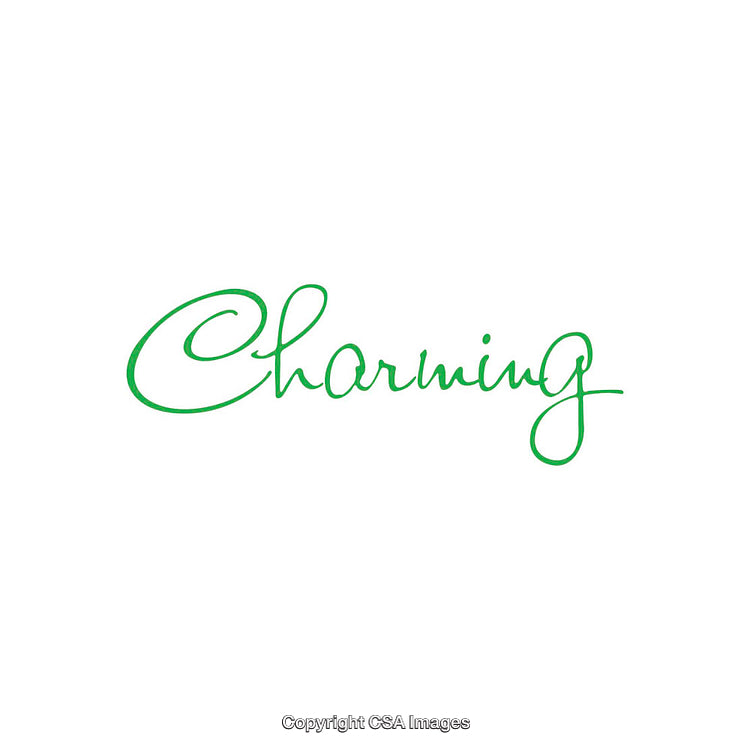 Elegant Green Script Writing Featuring the Word 'Charming'