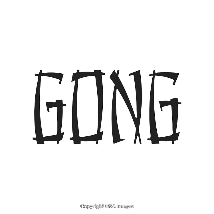 Bold Graphic Design of the Word Gong in Black Stylized Letters