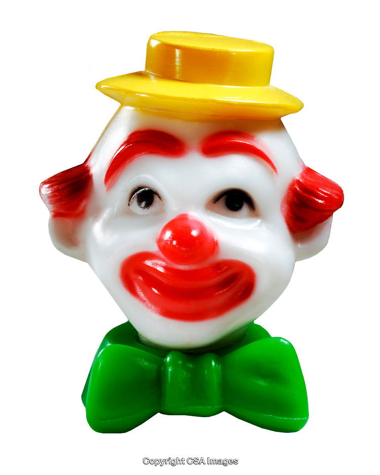 Colorful Plastic Clown Toy with Yellow Hat and Green Bow Tie