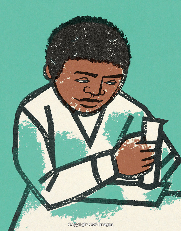 Illustration of a Child Holding a Beaker in Laboratory Setting