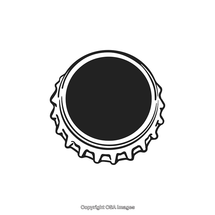 Monochromatic Illustration of a Bottle Cap with Detailed Edge Design