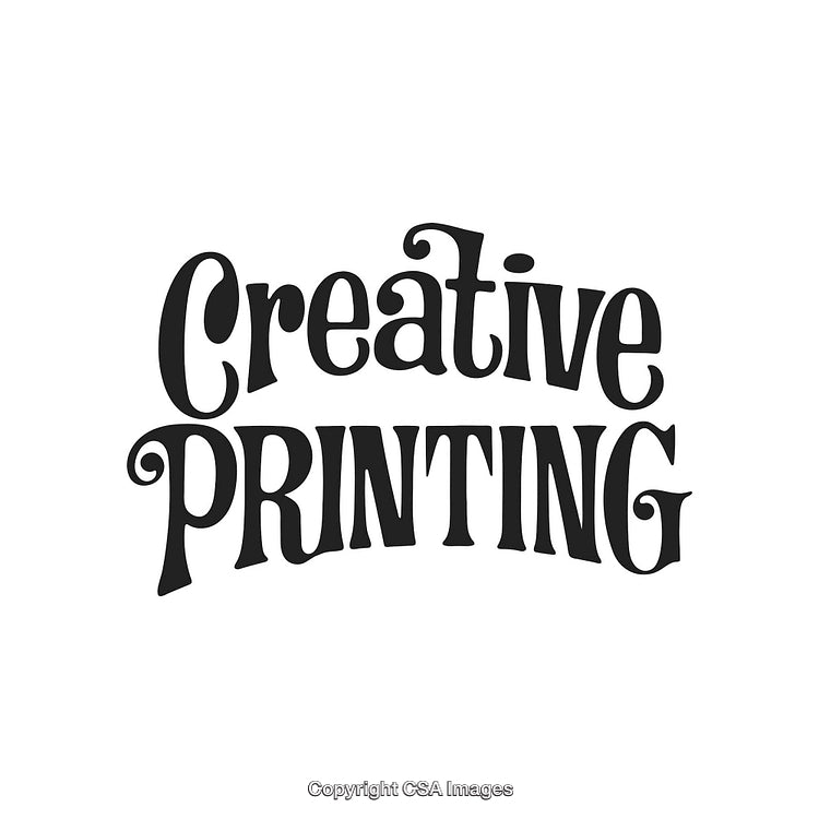 Black Stylized Creative Printing Text Design on White Background