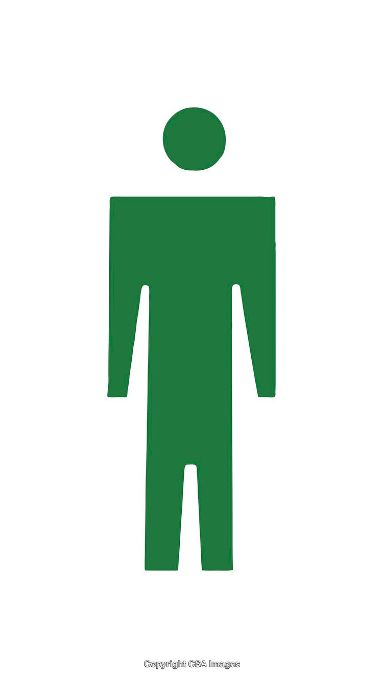 Green Minimalist Male Icon on White Background for Signage or Illustration
