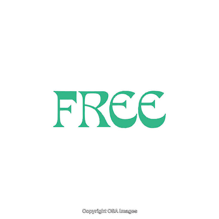 Minimalistic Typography Word Art Featuring 'Free' in Green on White Background