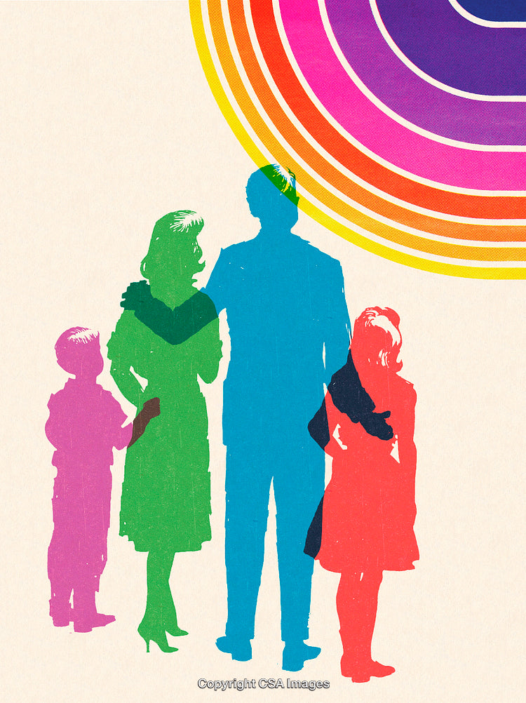 Colorful Silhouette Illustration of a Family With a Vibrant Design