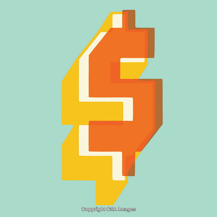 Colorful Abstract Illustration of a Dollar Sign on Light Blue Background