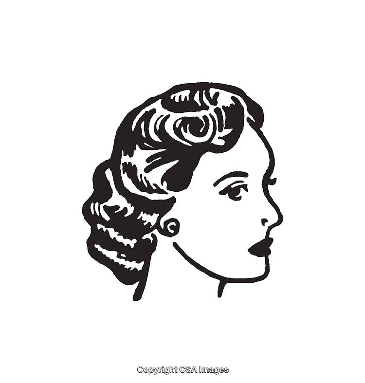 Vintage Black and White Line Drawing of a Woman's Profile