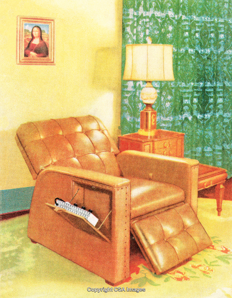 Vintage Living Room Scene with Recliner and Classic Furniture