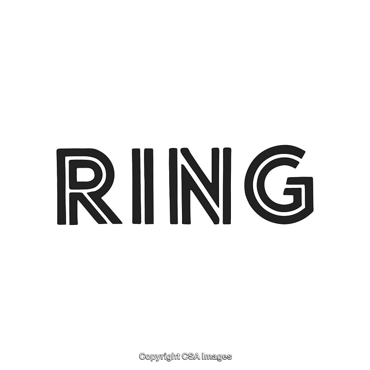 Stylized Text Illustration of the Word 'Ring' With Black Typeface