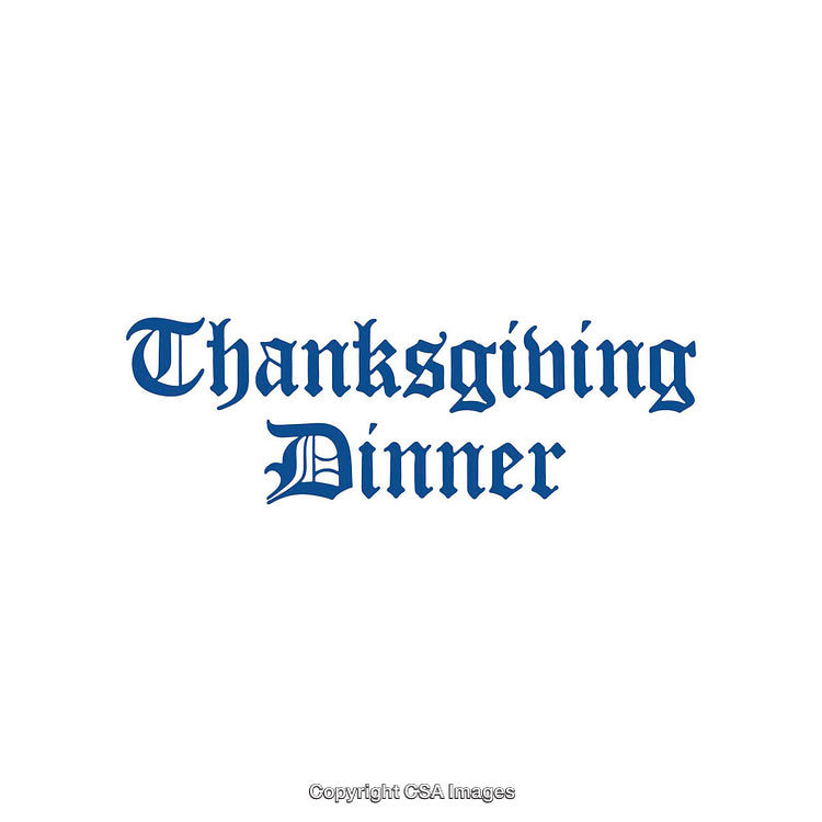 Gothic Typography Reading 'Thanksgiving Dinner' in Elegant Blue Letters