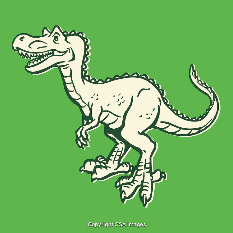 Cartoon Dinosaur Line Art Illustration on Green Background
