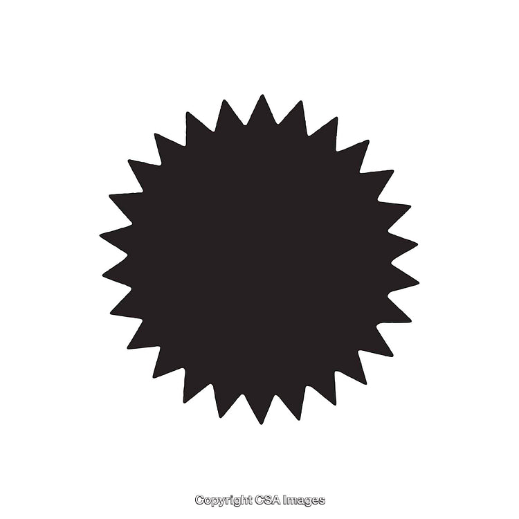Black solid starburst shape with spiked edges on white background