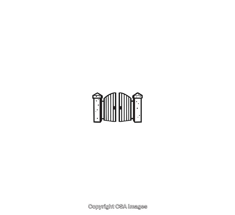 Black and White Line Art of a Gate With Two Pillars