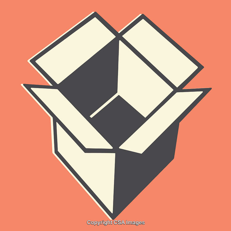 Abstract Line Art Illustration of an Open Box on a Solid Background