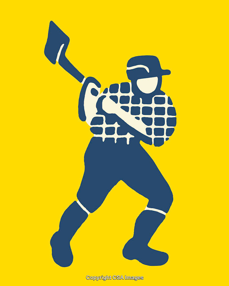Stylized Line Art Illustration of Athlete in Plaid Gear on Yellow Background