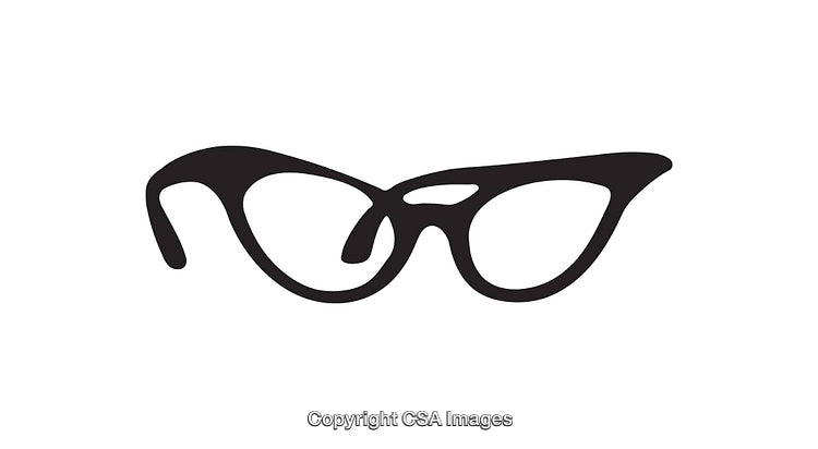 Simple Black Silhouette of Classic Eyeglasses Icon on White Background