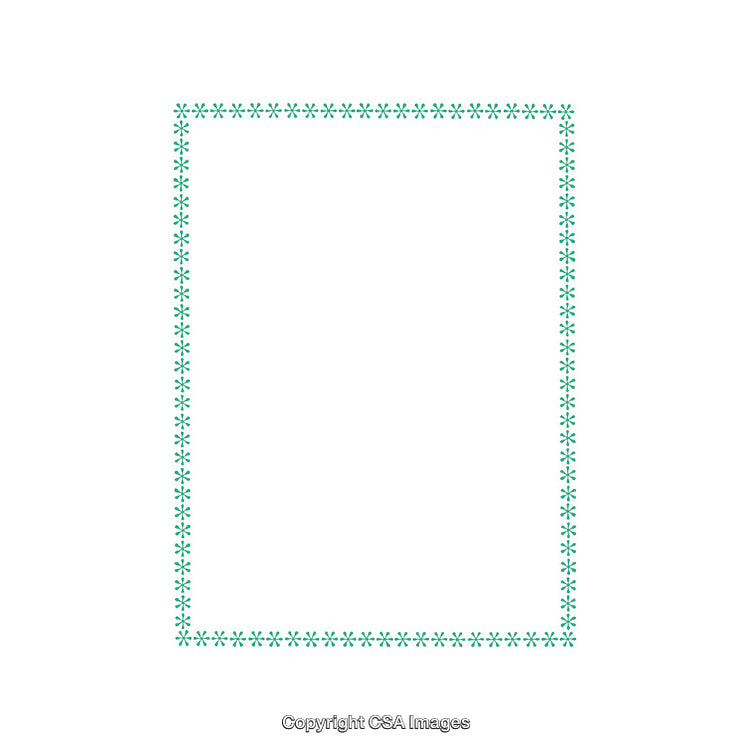 Decorative Green Asterisk Frame on White Background with Negative Space Center