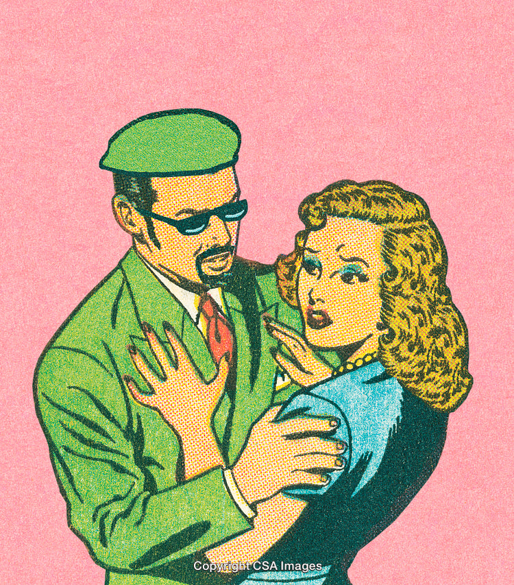 Retro Comic Illustration of a Couple in an Emotional Encounter