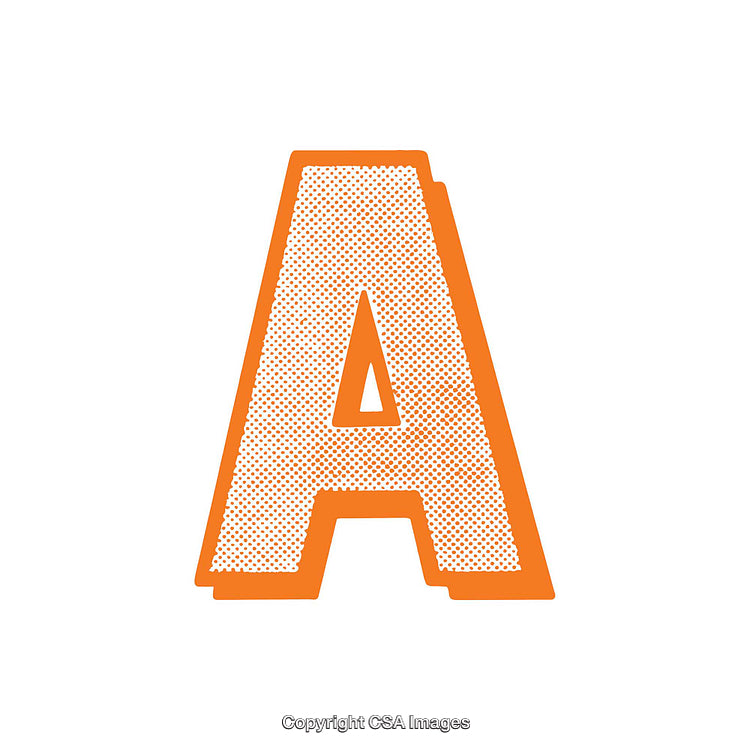 Orange Letter A With Halftone Design on White Background
