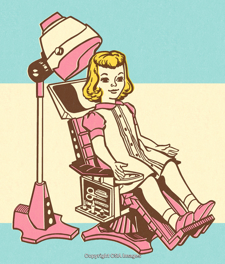 Retro Illustration of a Young Girl at a Beauty Salon