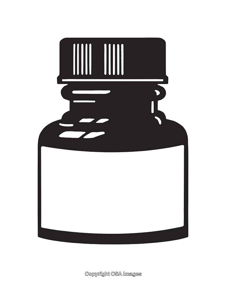 Black and White Ink Bottle Line Art Illustration with Simple Design