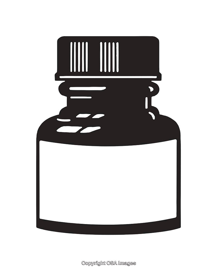Black and White Ink Bottle Line Art Illustration with Simple Design