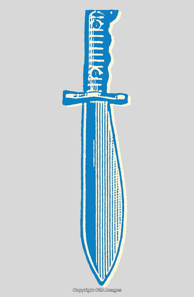 Blue Knife Illustration with Minimalist Design on Neutral Background