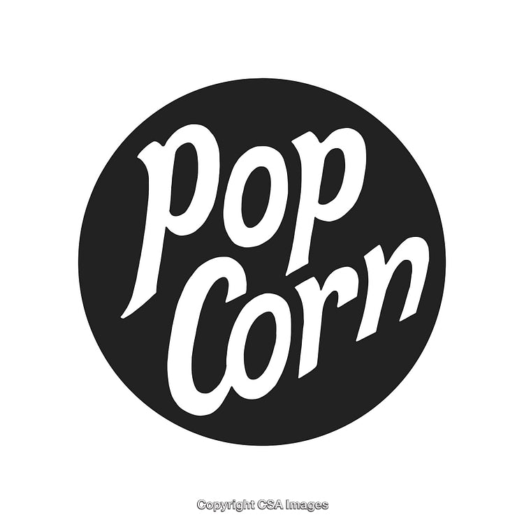 Retro Style Popcorn Logo With Bold Text in Monochrome Design