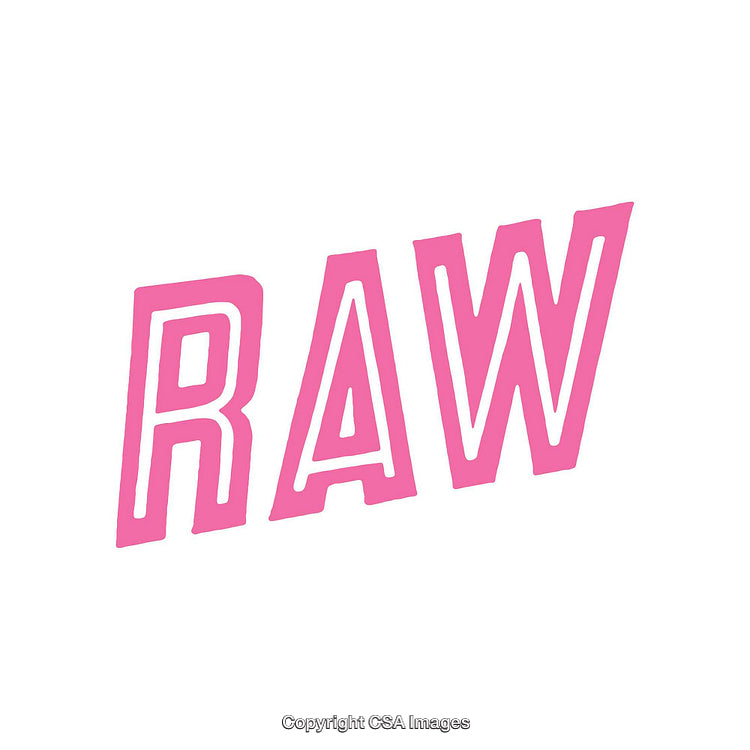 Bold Pink Text RAW on White Background Displaying Simplicity