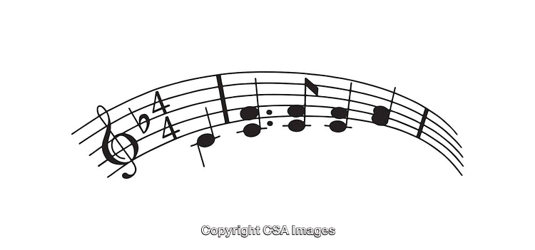Black and White Musical Sheet with Notes and Symbols Illustration