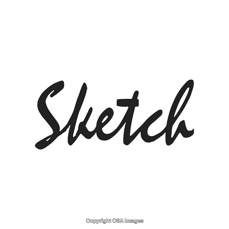 Handwriting Calligraphy of the Word Sketch on a White Background