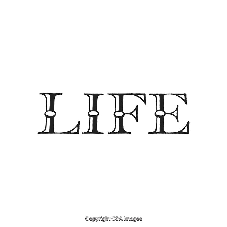 Black Typeface Life Text Symbolizing Essence and Meaning of Existence