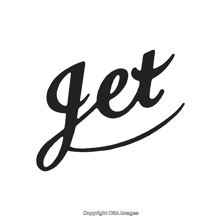 Calligraphic Handwritten Logo Design with the Word 'Jet' in Black Script