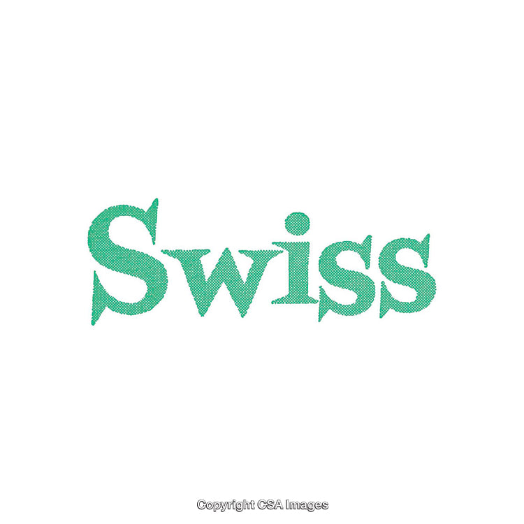 Green Tekst Styled as Swiss Embroidery Design on White Background