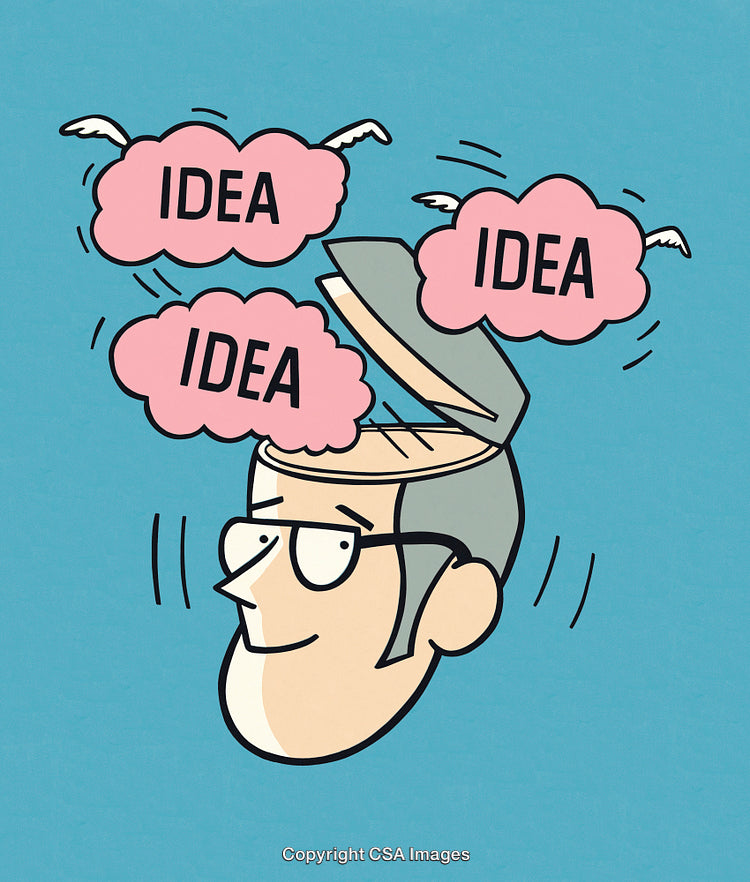 Creative Illustration of Ideas Emerging from an Open Head Mind Concept