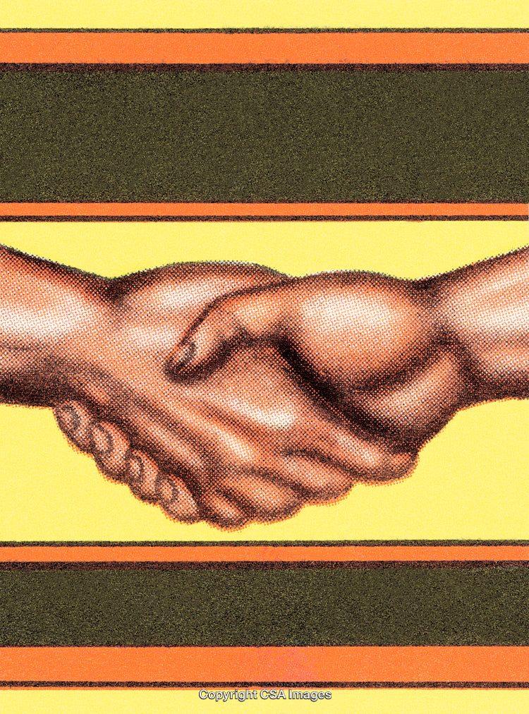 Handshake Symbolizing Partnership and Trust with Bold Vintage Design Aesthetic
