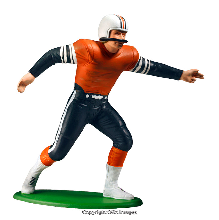 Vintage Style Football Player Toy Figure in Orange and Black Uniform