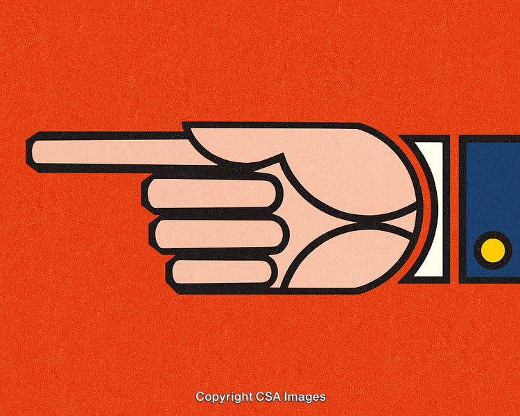 Retro Illustration of a Pointing Hand with Bold Minimalist Design